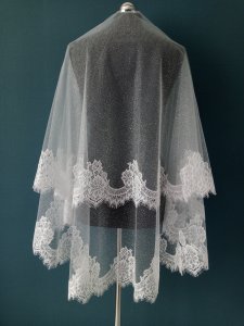 Фата глиттерная с кружевом